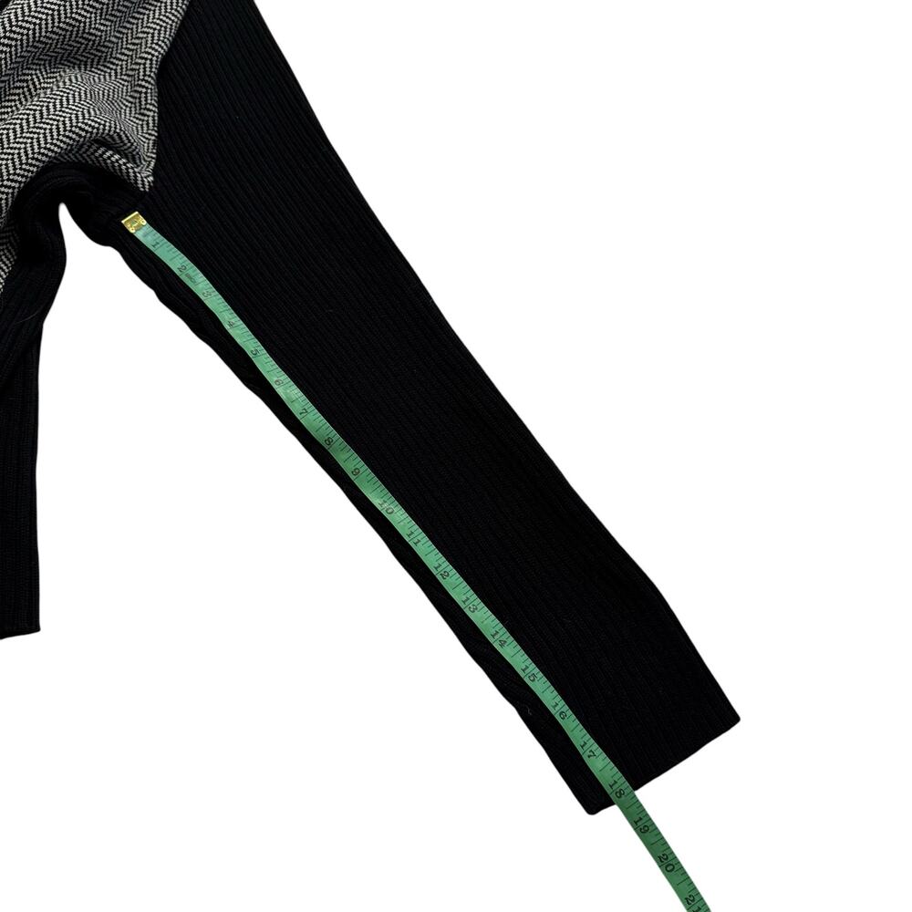 RALPH LAUREN LRL Herringbone Colorblock Zip Cardigan Sweater Size 1X Black White - Picture 9 of 9